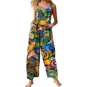 Overalls for Women Casual Loose Summer Rompers Boho Floral Adjustable Straps